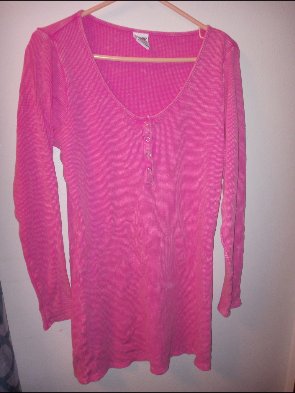 Victoria's Secret PINK Thermal Henley Top in Hot Pink